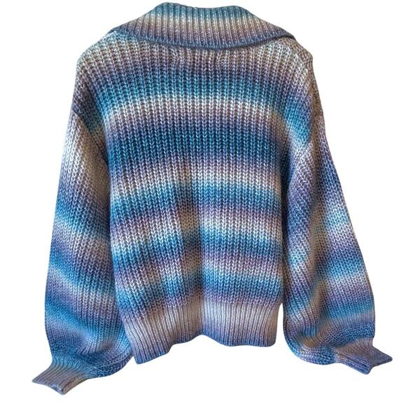 Pastel Chunky Knit Oversized Slouchy Balloon Sleeve Cropped Sweater Large - Picture 6 of 9